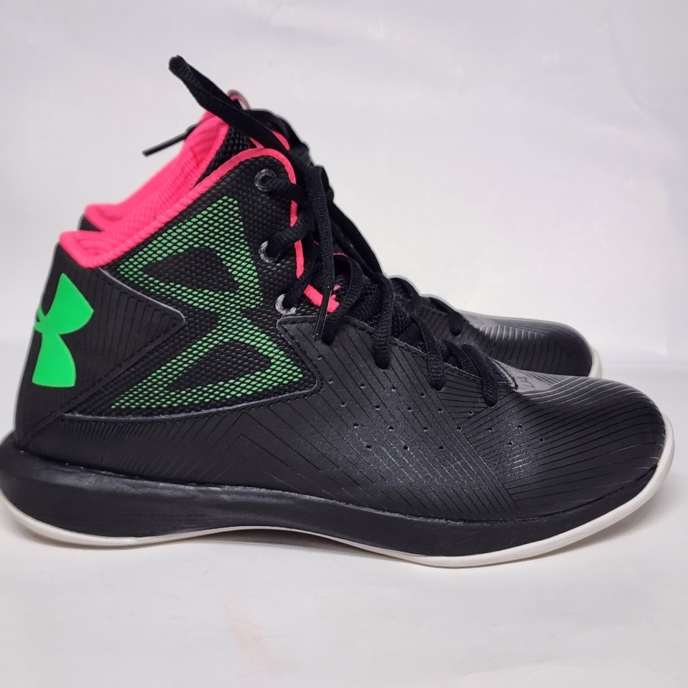 COPY - Under Armour Men's UA Rocket Basketball Shoes Black/Mojo Pink/Laser size…